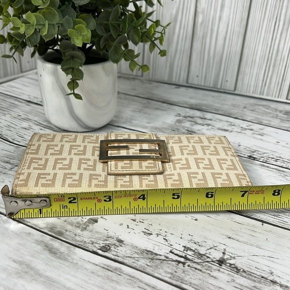 Fendi Wallet Purse Zucchino Canvas Leather Woman - Picture 11 of 12